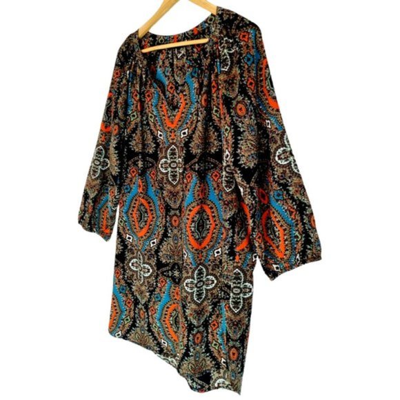 Ellis & Dewey Black Label Mandala Long Sleeve Midi Dress - Size M - Picture 3 of 6